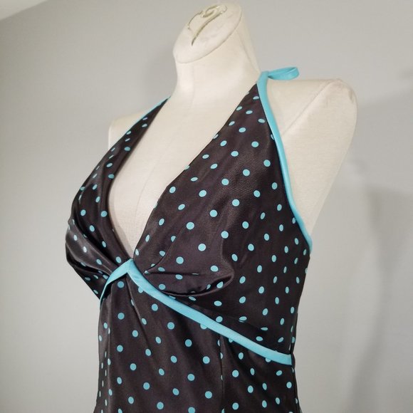 Vintage Gunne Sax Jessica McCLintock Halter Dress 7 Polka Dot Party Rockabilly - Picture 6 of 16